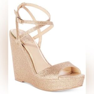 Badgley Mischka Glitter Peep Toe Wedges